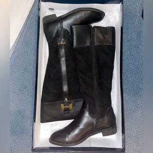 Karen Scott Womens Deliee Faux Leather Tall Riding Boots Black Size 6.5